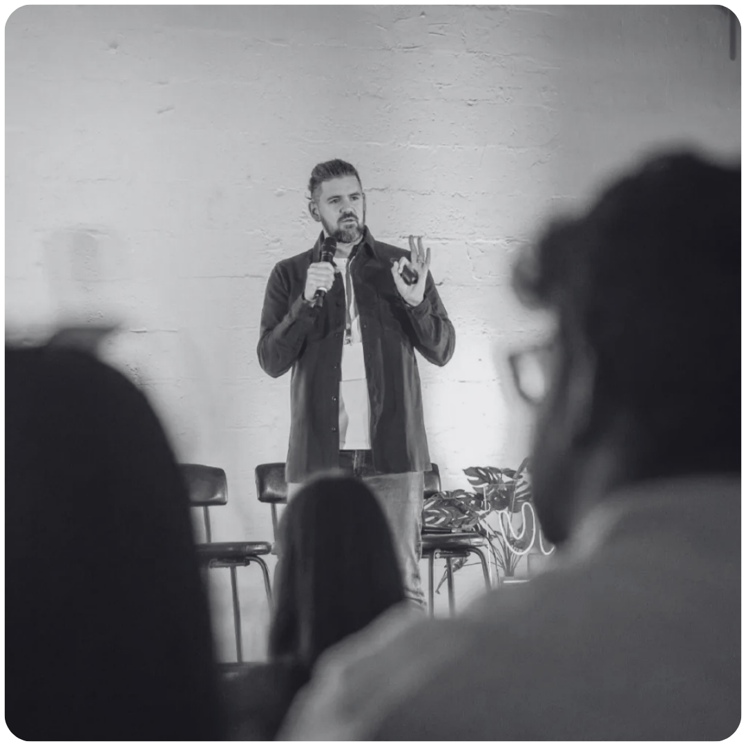 Dave de Céspedes speaking at a conference