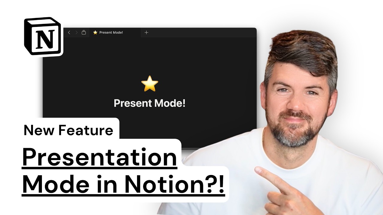 YouTube thumbnail for a Workcraft article about Notion Present mode.