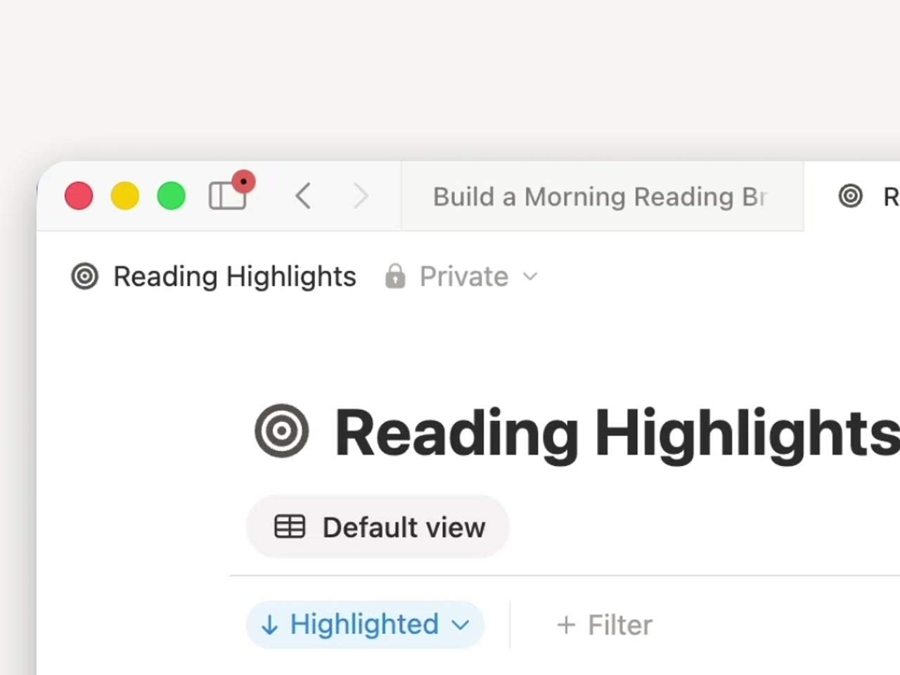 Reading Highlights database created and maintained by the Notion Worker.